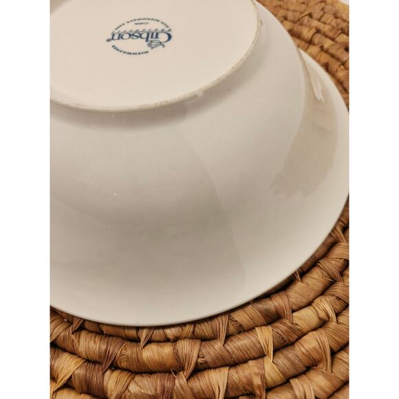 Gibson China Embossed Fruit Serving Bowl 9.5" Apple Grapes Leaves White Single - Picture 9 of 13